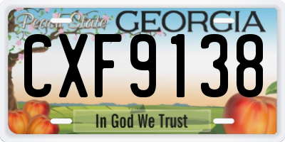 GA license plate CXF9138