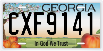 GA license plate CXF9141