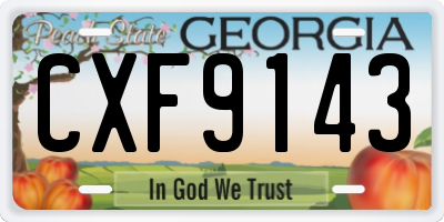 GA license plate CXF9143