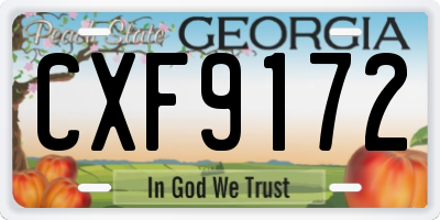 GA license plate CXF9172