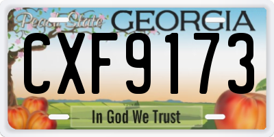 GA license plate CXF9173