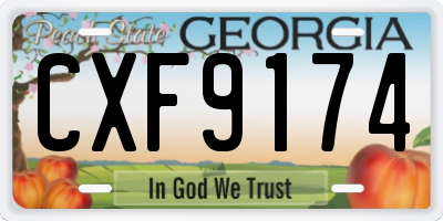 GA license plate CXF9174