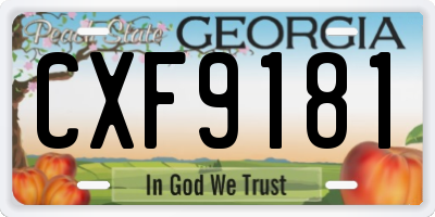 GA license plate CXF9181