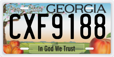 GA license plate CXF9188