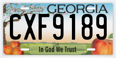 GA license plate CXF9189