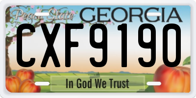 GA license plate CXF9190