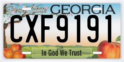 GA license plate CXF9191
