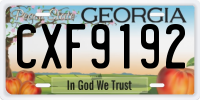 GA license plate CXF9192