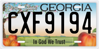 GA license plate CXF9194