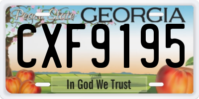 GA license plate CXF9195