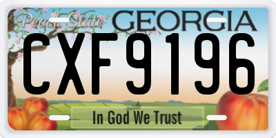 GA license plate CXF9196