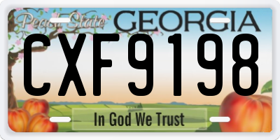 GA license plate CXF9198