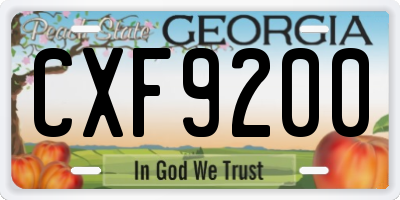 GA license plate CXF9200