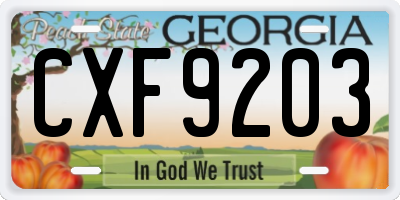 GA license plate CXF9203
