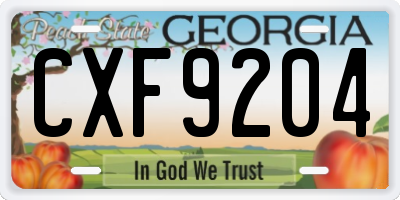 GA license plate CXF9204