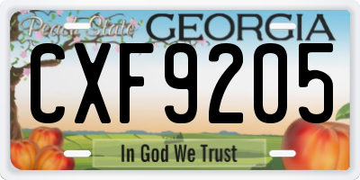 GA license plate CXF9205