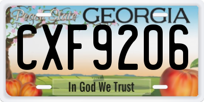 GA license plate CXF9206
