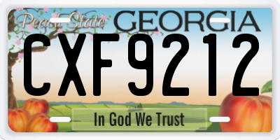 GA license plate CXF9212