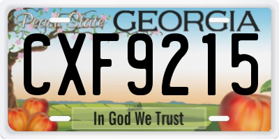 GA license plate CXF9215