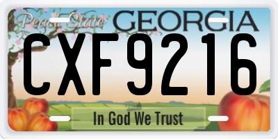 GA license plate CXF9216