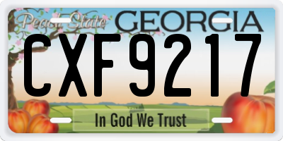 GA license plate CXF9217