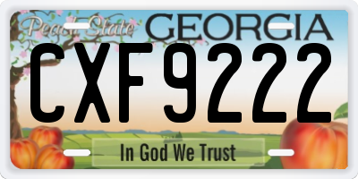 GA license plate CXF9222