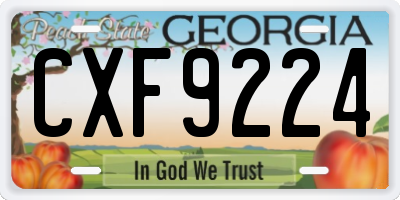 GA license plate CXF9224