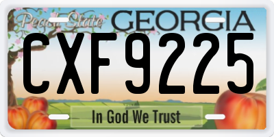 GA license plate CXF9225