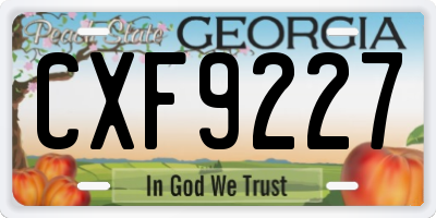 GA license plate CXF9227