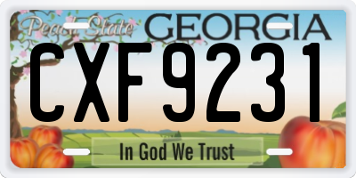 GA license plate CXF9231