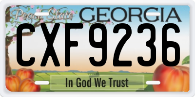 GA license plate CXF9236