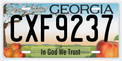 GA license plate CXF9237