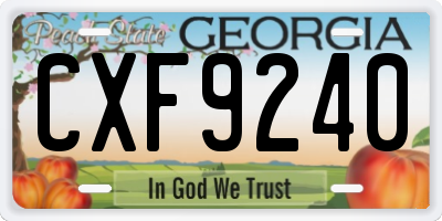GA license plate CXF9240