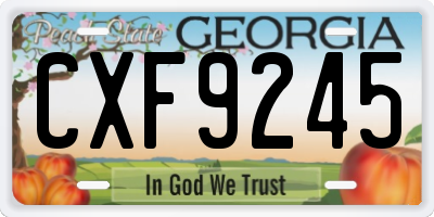 GA license plate CXF9245