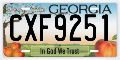 GA license plate CXF9251