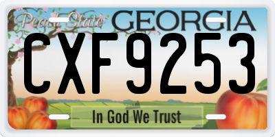 GA license plate CXF9253