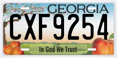 GA license plate CXF9254