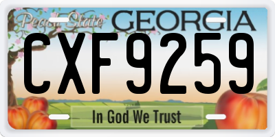 GA license plate CXF9259