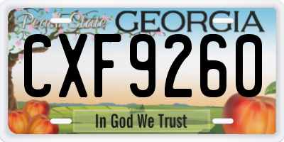 GA license plate CXF9260