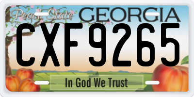 GA license plate CXF9265