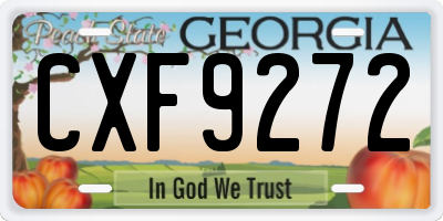 GA license plate CXF9272