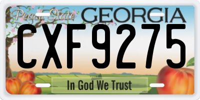 GA license plate CXF9275