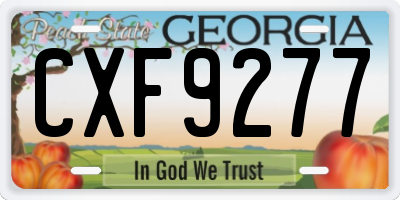 GA license plate CXF9277