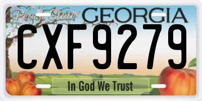 GA license plate CXF9279