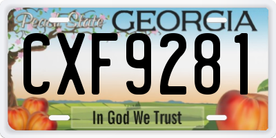 GA license plate CXF9281