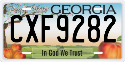 GA license plate CXF9282