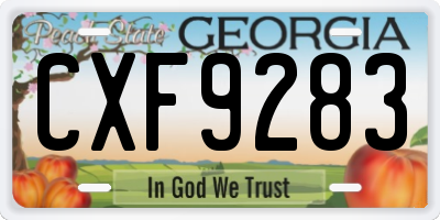 GA license plate CXF9283