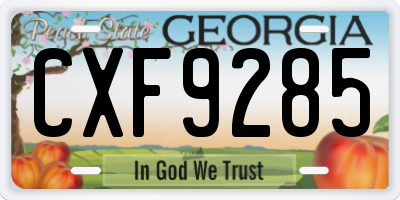 GA license plate CXF9285