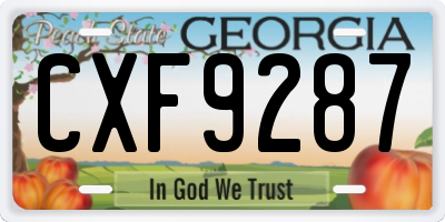 GA license plate CXF9287