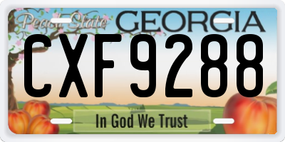 GA license plate CXF9288
